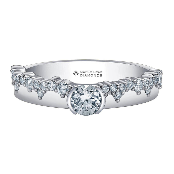 14k White Gold Canadian Diamond Whistler Mountain Snowfall Engagement Ring