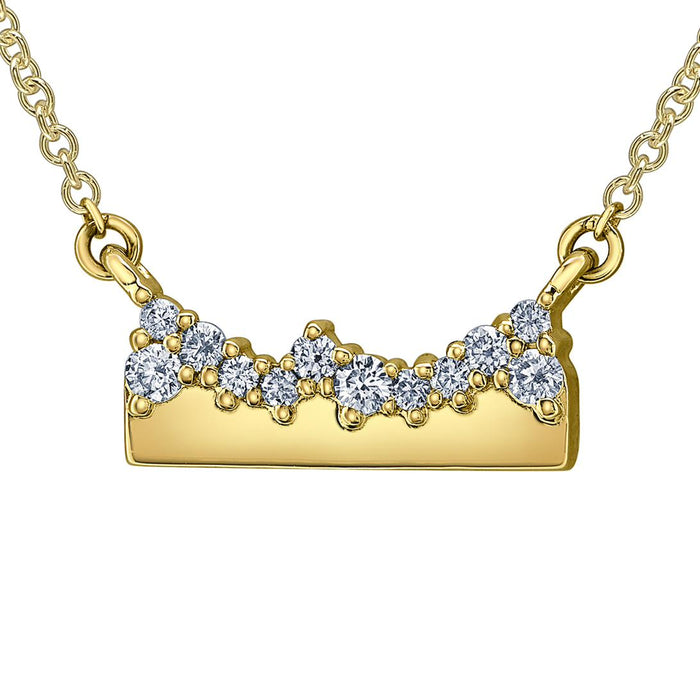 14k Yellow Gold Canadian Diamond Whistler Mountain Snowfall Pendant | 0.07ct
