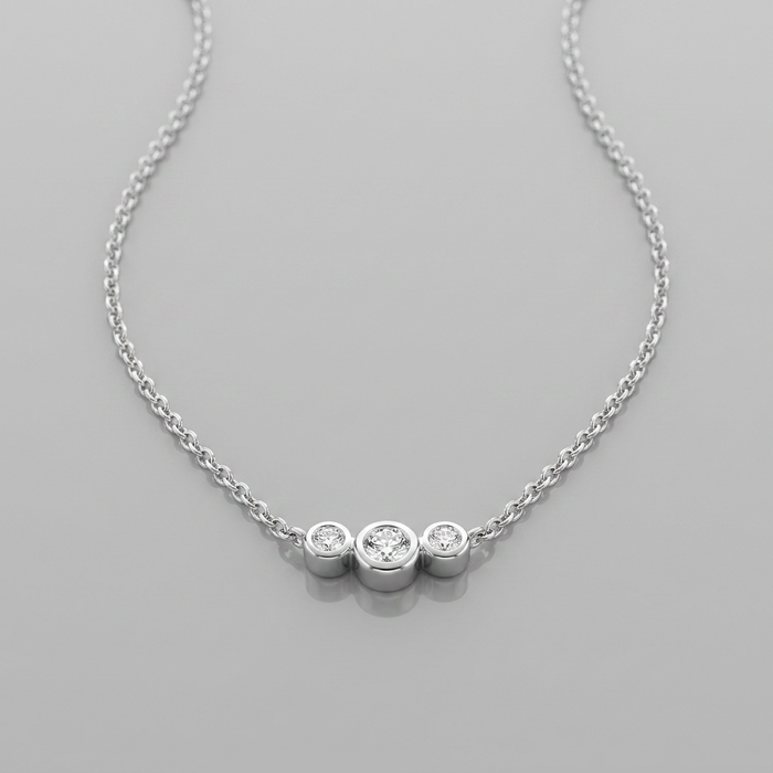 14k White Gold Diamond Three Across Pendant | 0.05ct | Whistler Keepsake