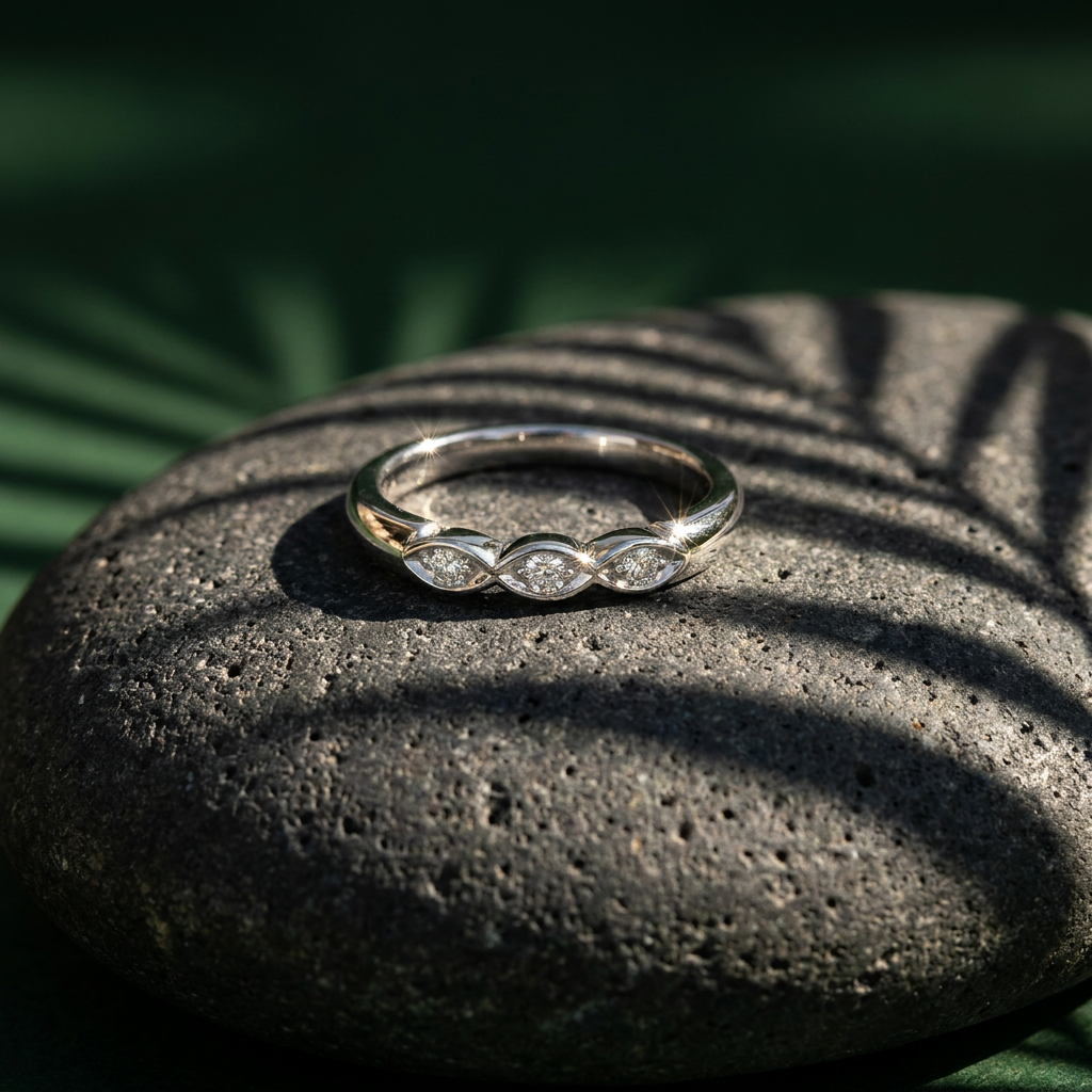 10k Gold Diamond 3 Across Stacker Ring | Whistler Keepsake