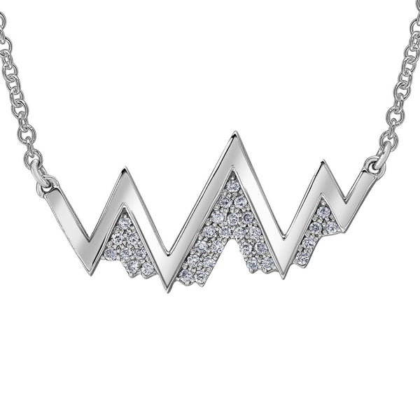 14k White Gold Canadian Diamond Snow-Capped Mountain Pendant | 0.07ct