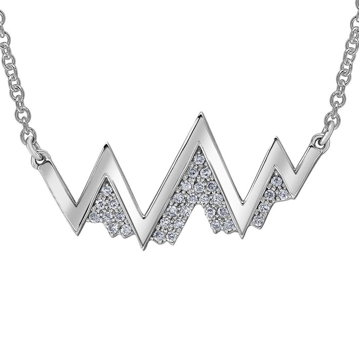 14k White Gold Canadian Diamond Snow-Capped Mountain Pendant | 0.07ct