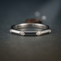 10k White Gold Diamond Octagon Stacker Ring | 0.02ct | Whistler Keepsake