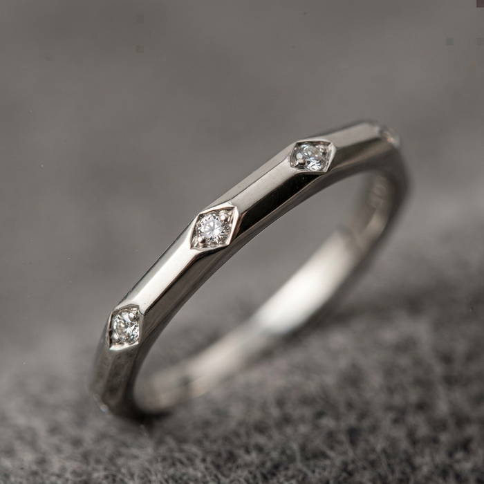 10k White Gold Diamond Octagon Stacker Ring | 0.02ct | Whistler Keepsake