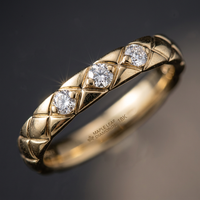 14k Yellow Gold Canadian Diamond Quilted Stacker Ring | 0.12ct | Whistler Keepsake