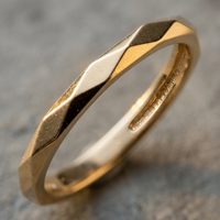 10k Yellow Gold Diamond Cut Geometric Comfort Fit Stacker Ring | Whistler Keepsake