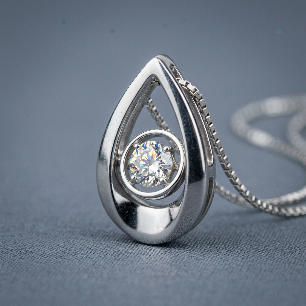 14k White Gold Canadian Diamond Northern Dancer Tear Drop Pendant | 0.51ct | Whistler Keepsake