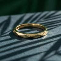 10k Yellow Gold Diamond Cut Geometric Comfort Fit Stacker Ring | Whistler Keepsake