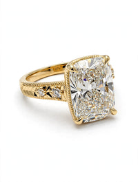 14k Yellow Gold 5.09ct Lab-Grown Elongated Cushion Diamond Ring | VVS-VS