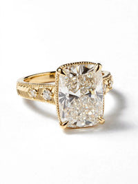 14k Yellow Gold 5.09ct Lab-Grown Elongated Cushion Diamond Ring | VVS-VS