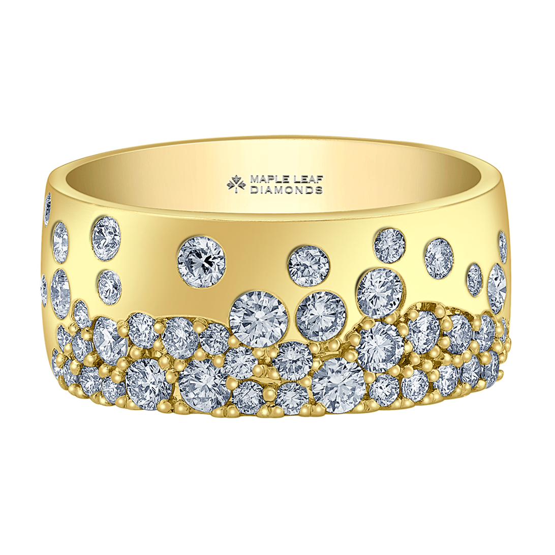 14k Yellow Gold Canadian Diamond Whistler Snowfall Stacker Ring | 1.00ct