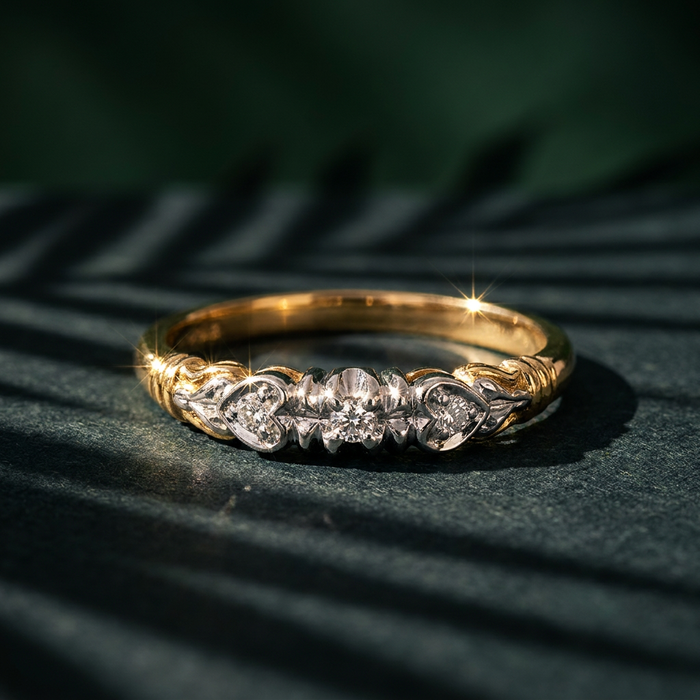 10k Gold Hearts & Arrows Diamond Stacker Ring | Whistler Keepsake