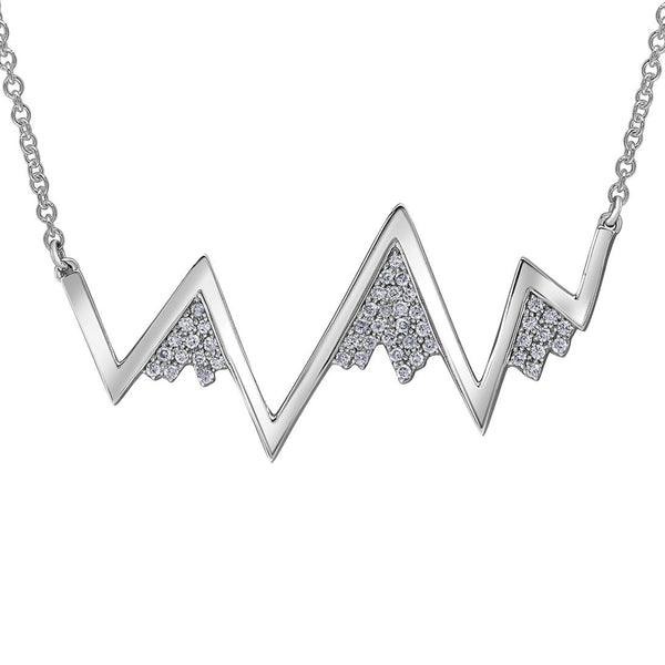 14k White Gold Canadian Diamond Snow-Capped Mountain Pendant | 0.15ct