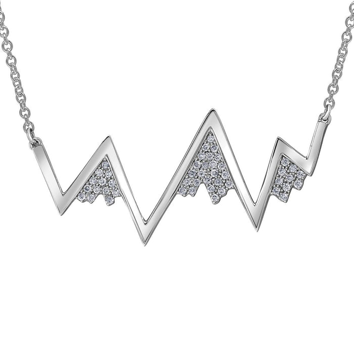 14k White Gold Canadian Diamond Snow-Capped Mountain Pendant | 0.15ct