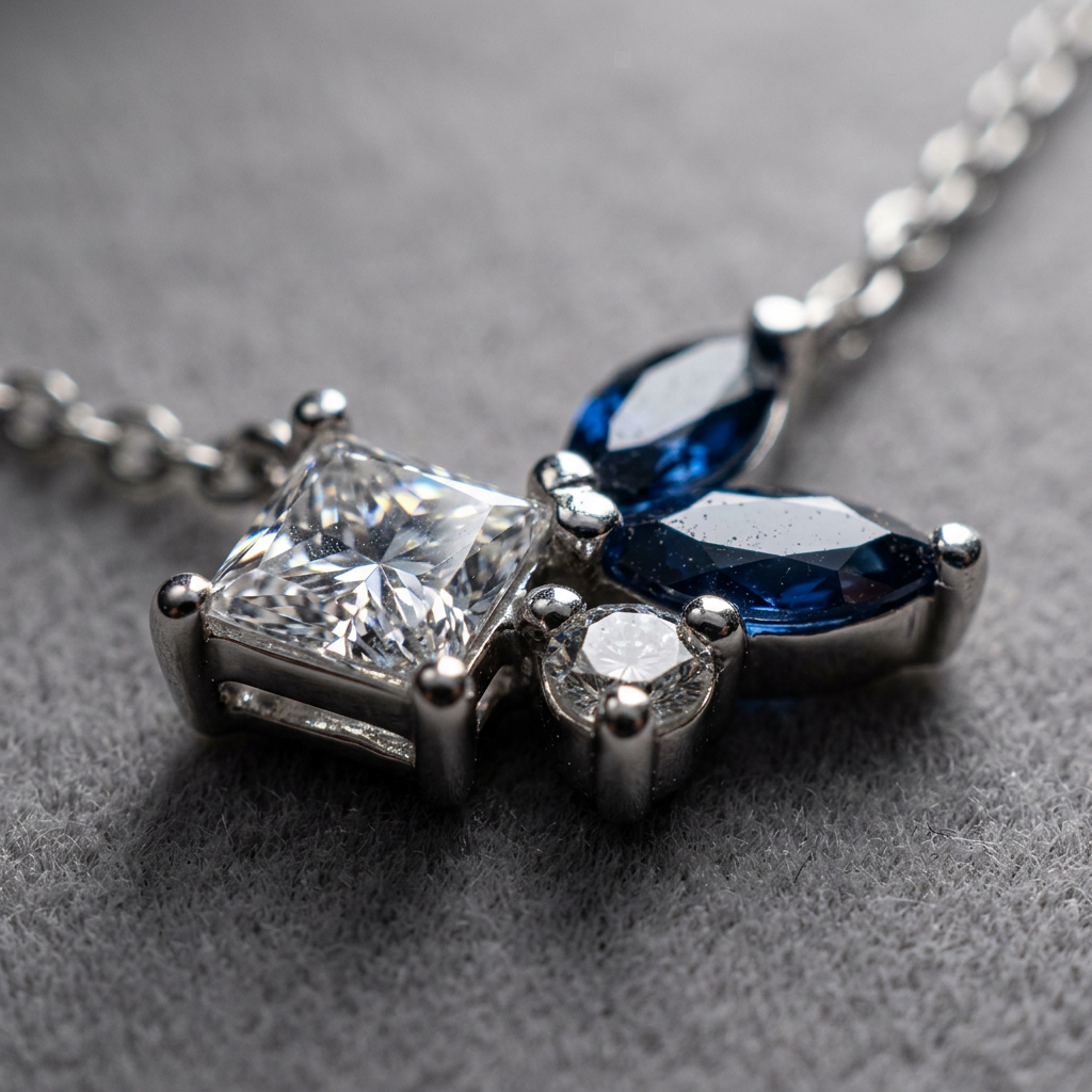 14k White Gold Blue Sapphire & Canadian Diamond Shooting Star Pendant | Whistler Keepsake