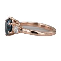 14K Rose Gold Montana Teal Sapphire & Canadian Diamond Ring