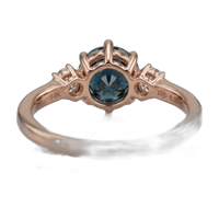 14K Rose Gold Montana Teal Sapphire & Canadian Diamond Ring