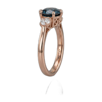 14K Rose Gold Montana Teal Sapphire & Canadian Diamond Ring