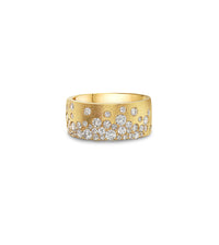 14K Yellow Gold Diamond Snowfall Stacker Ring | Luxury Anniversary Statement Band