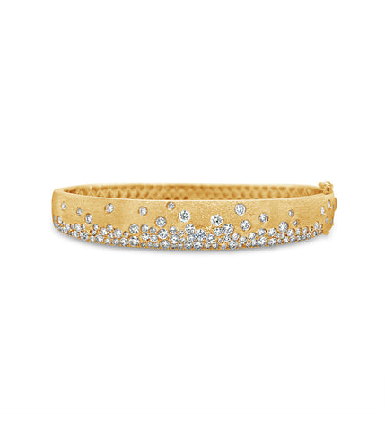 14k Yellow Gold Diamond Snowfall Bangle