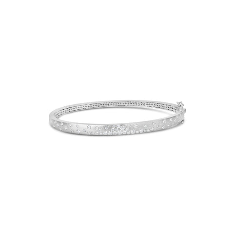 14k White Gold Diamond Snowfall Bangle