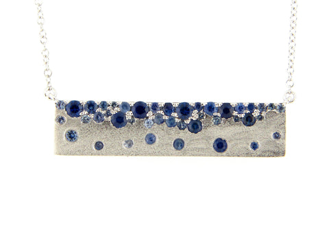 14k White Gold Blue Sapphire Snowfall Pendant