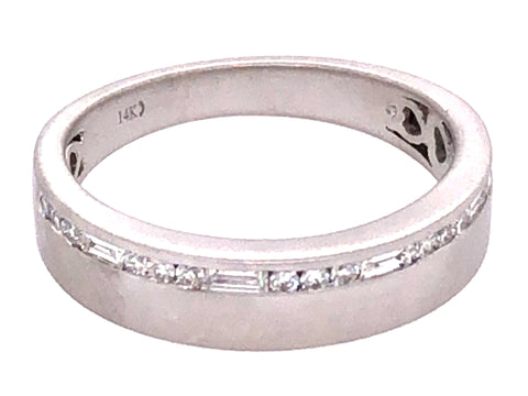 14k White Gold Diamond Stacker Ring
