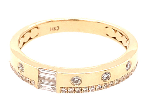 14k Yellow Gold Diamond Stacker Ring