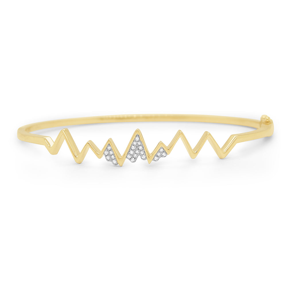 14k Yellow Gold Diamond Mountain Bangle | Luxury Whistler Gift