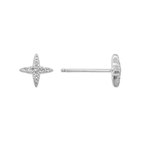 14k White Gold Diamond X Stud Earrings