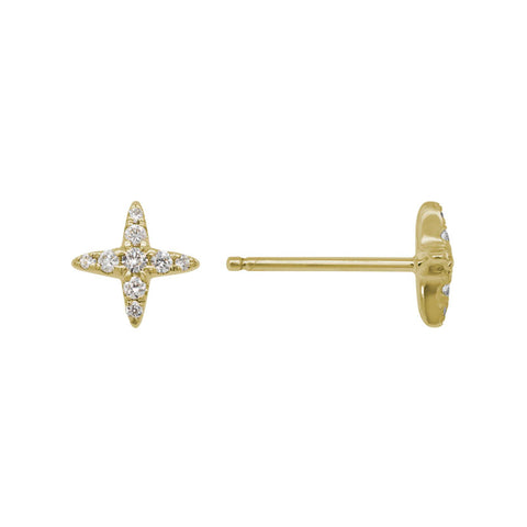 14k Yellow Gold Diamond X Stud Earrings