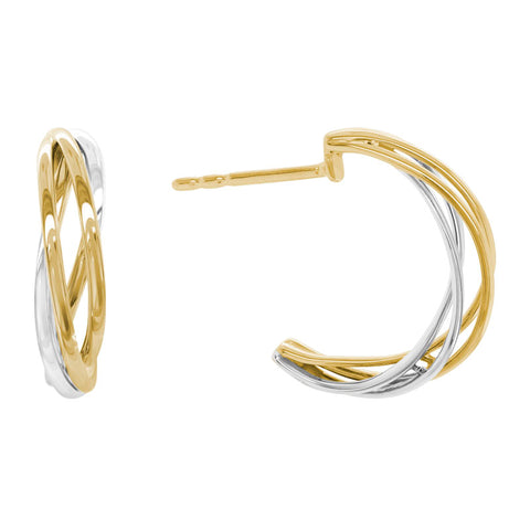 14k Two Tone Twisted Hoop Earrings