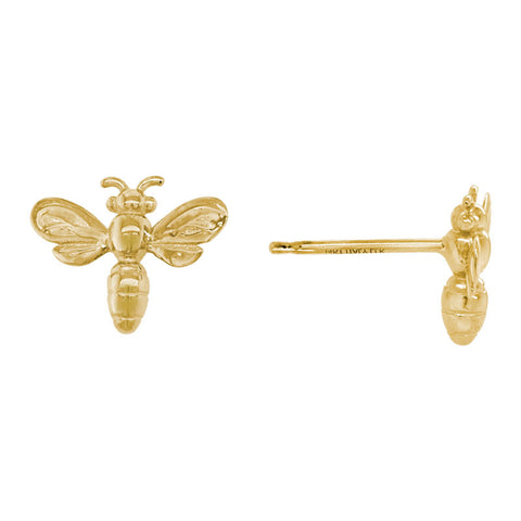 14k Yellow Gold Bumble Bee Stud Earrings