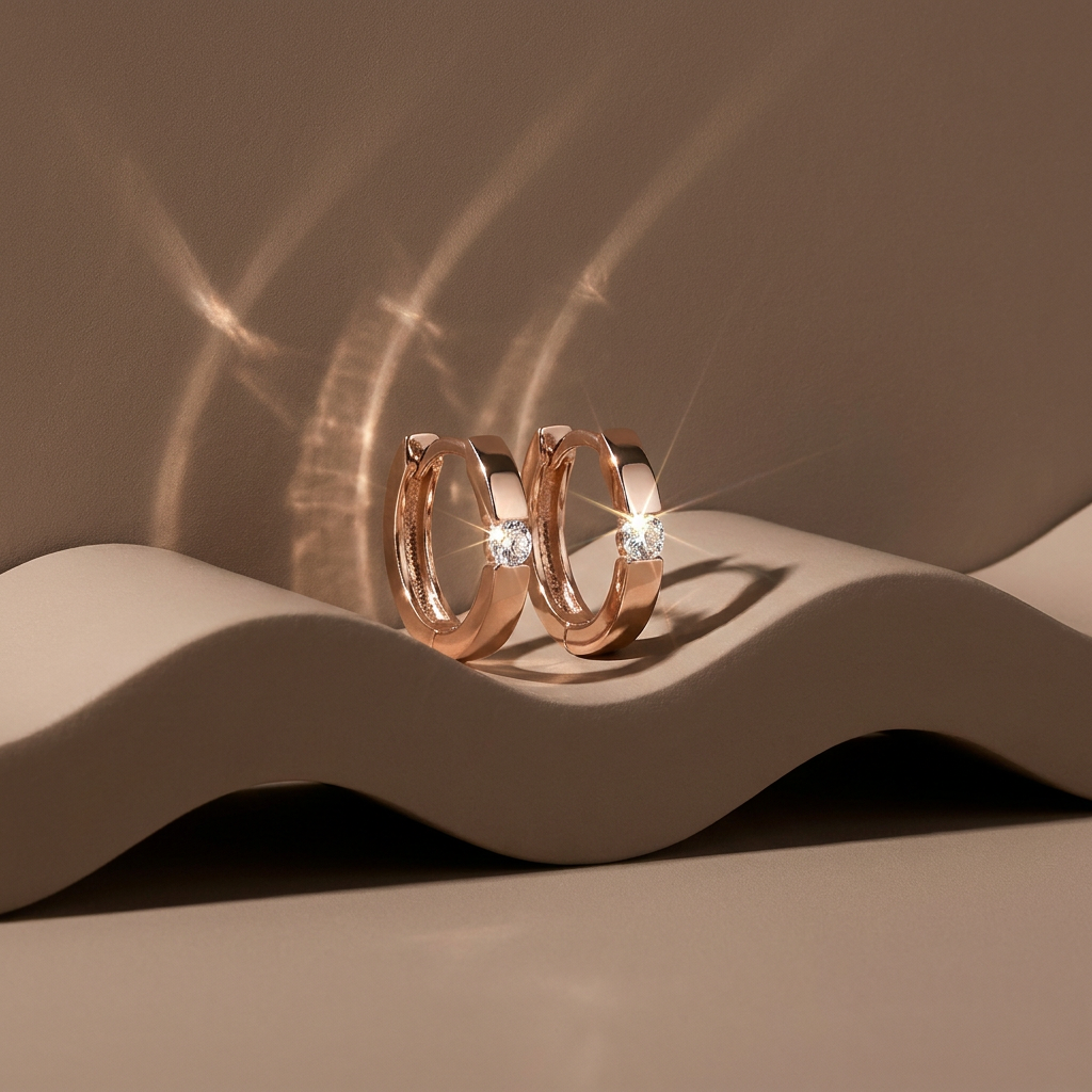 10k Canadian Gold Diamond Huggie Earrings | 0.12ct | Yellow, White & Rose | Whistler Keepsake