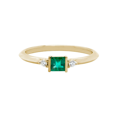 14k Yellow Gold Diamond and Emerald Stacker Ring