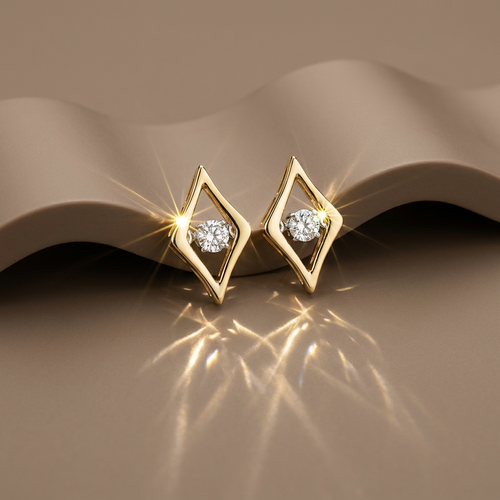 10k Canadian Gold Diamond Marquise Dancing Diamond Stud Earrings | 0.04ct | Whistler Keepsake