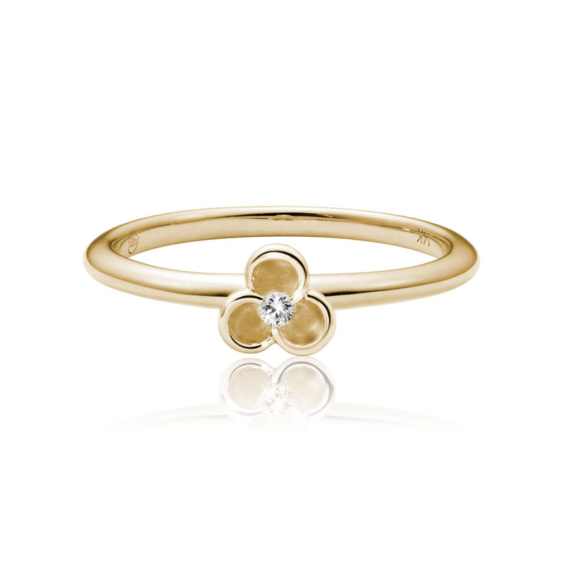 14k Yellow Gold Diamond Orchid Stacker Ring | April Birthstone Gift