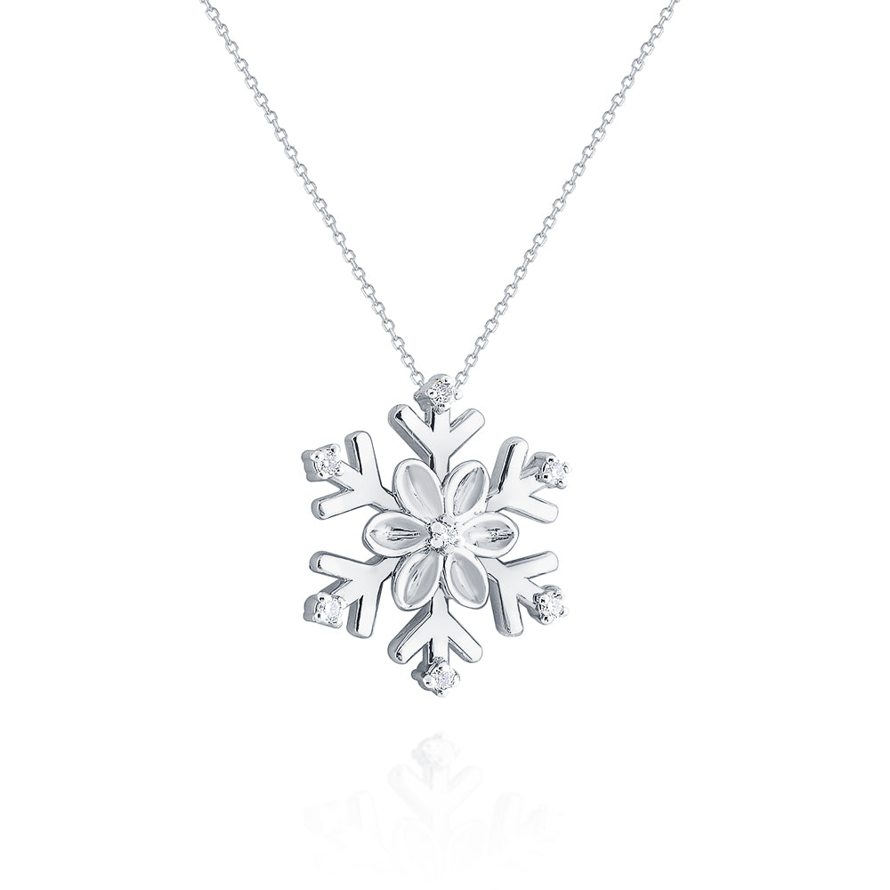 14k White Gold Diamond Snowflake Pendant | Luxury Winter Holiday Gift