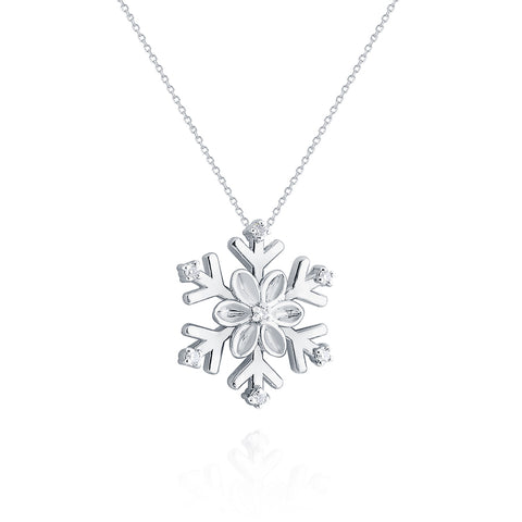 14k White Gold Diamond Snowflake Pendant