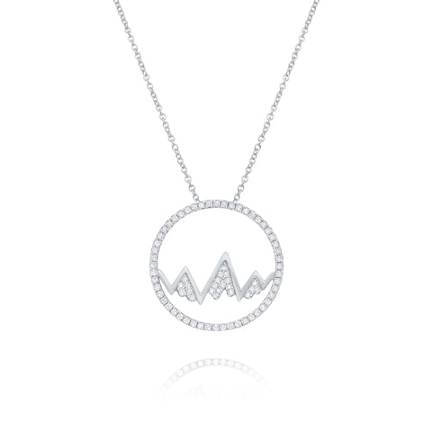 14k White Gold Diamond Snow Capped Mountain Necklace
