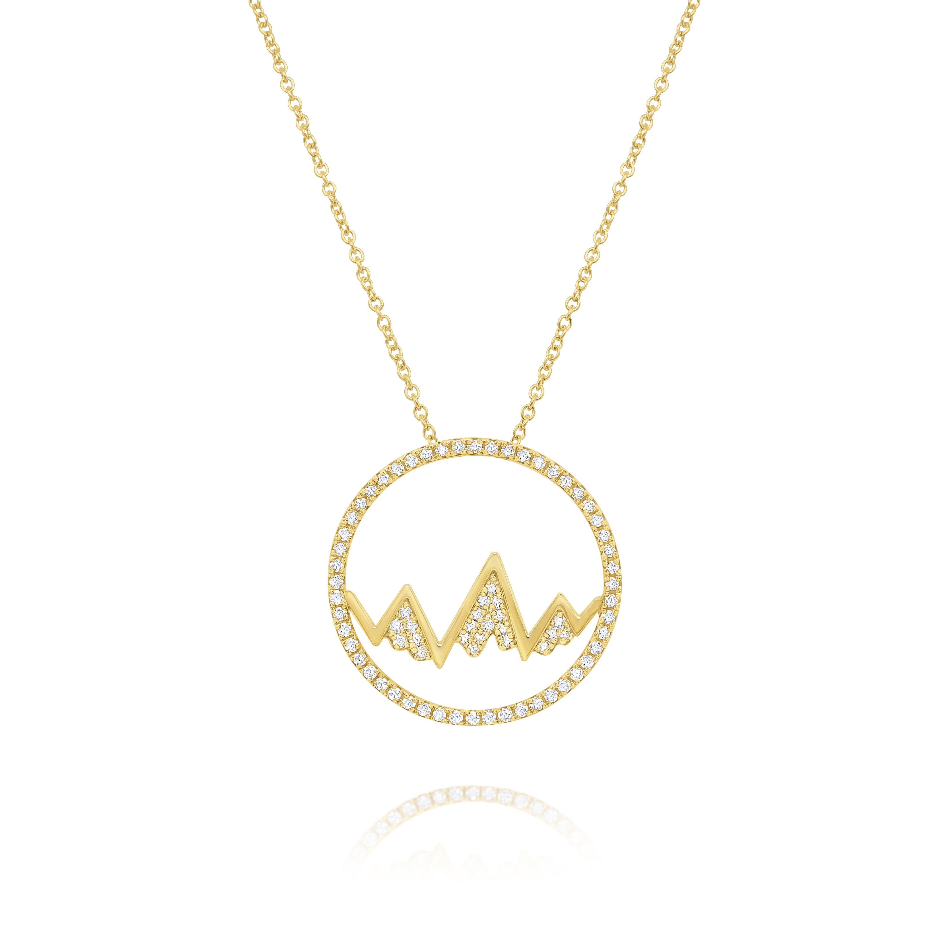 14k Yellow Gold Diamond Snow Capped Mountain Necklace