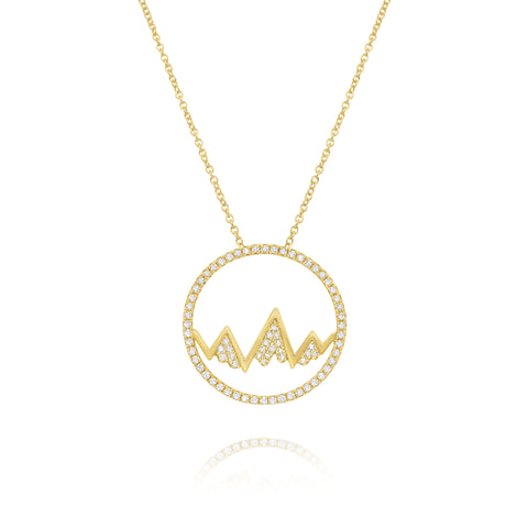 14k Yellow Gold Diamond Snow Capped Mountain Necklace