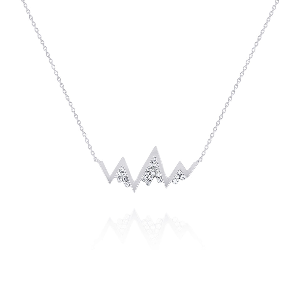 14k White Gold Diamond Snow Capped Mountain Pendant | Whistler Inspired Jewelry