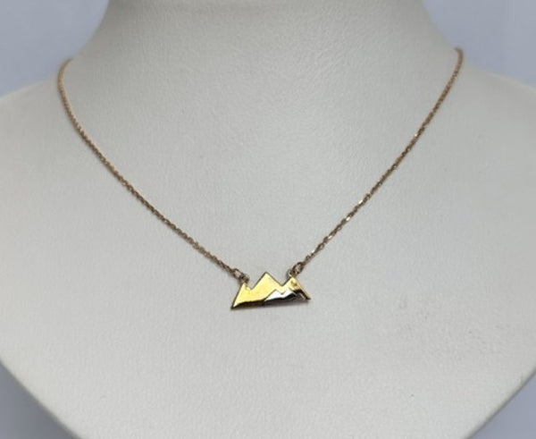 10K Yellow Gold Whistler Mountain Pendant Necklace on cable chain