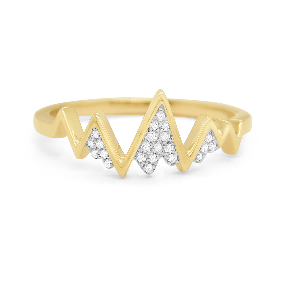 14k Yellow Gold Diamond Snow Capped Mountain Degree