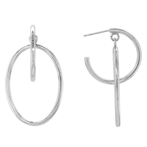 Sterling Silver Double Hoop Dangle Earrings