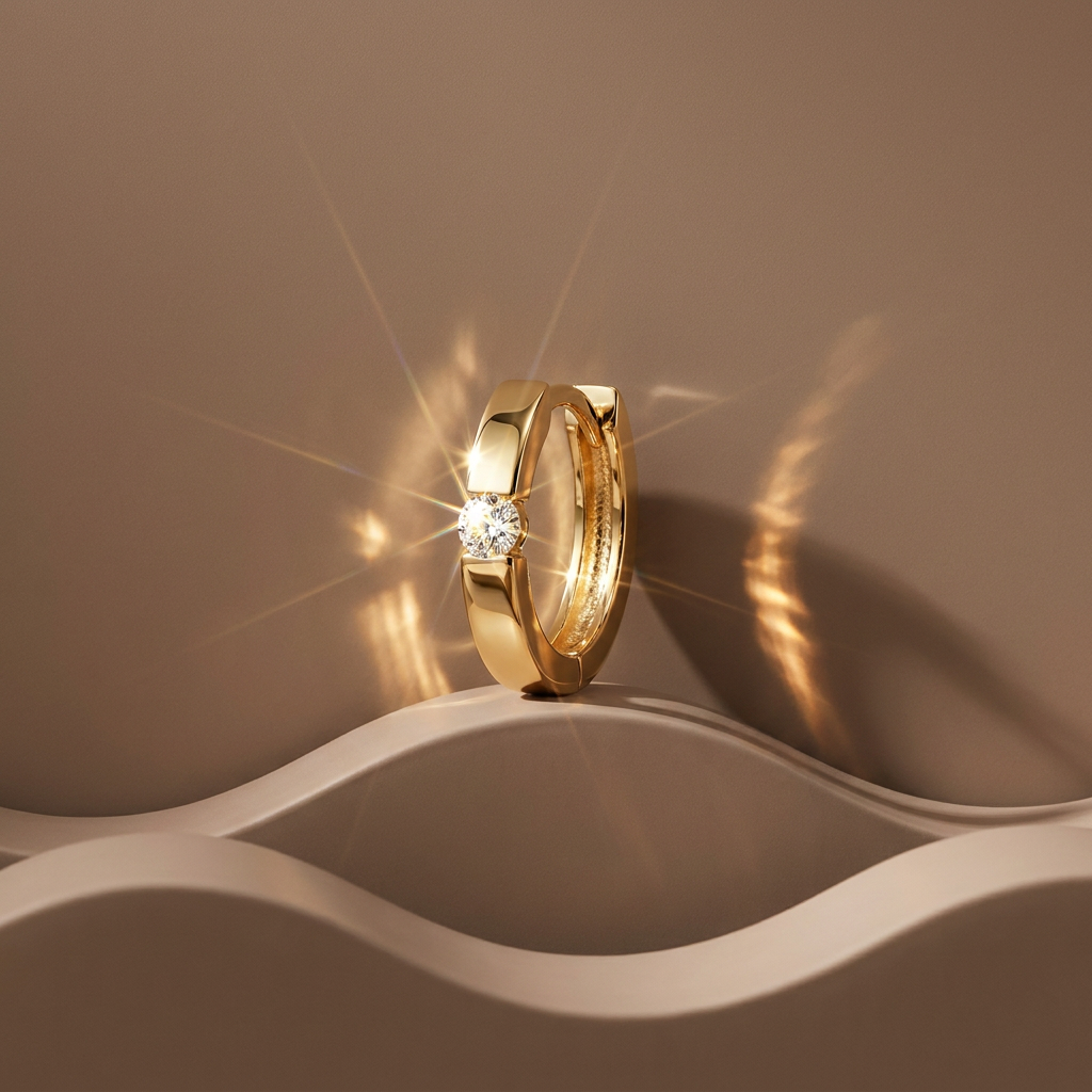 10k Canadian Gold Diamond Huggie Earrings | 0.12ct | Yellow, White & Rose | Whistler Keepsake