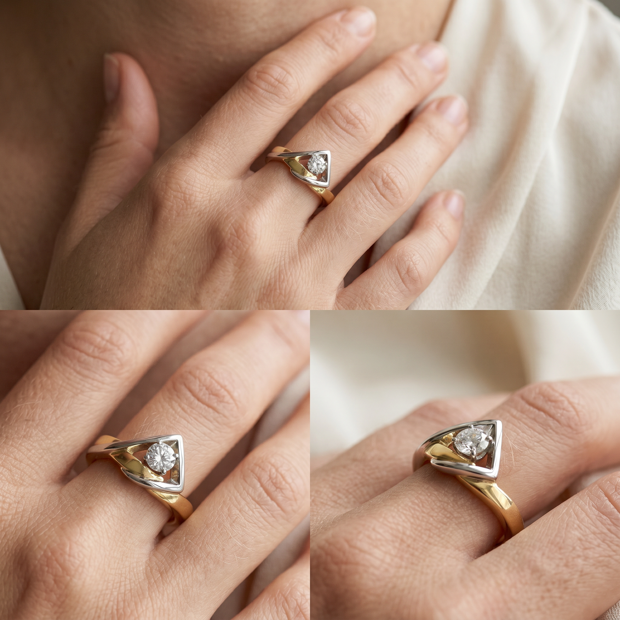 14k Yellow & White Gold Canadian Diamond Mountain Buckle Ring | 0.15ct | Whistler Keepsake