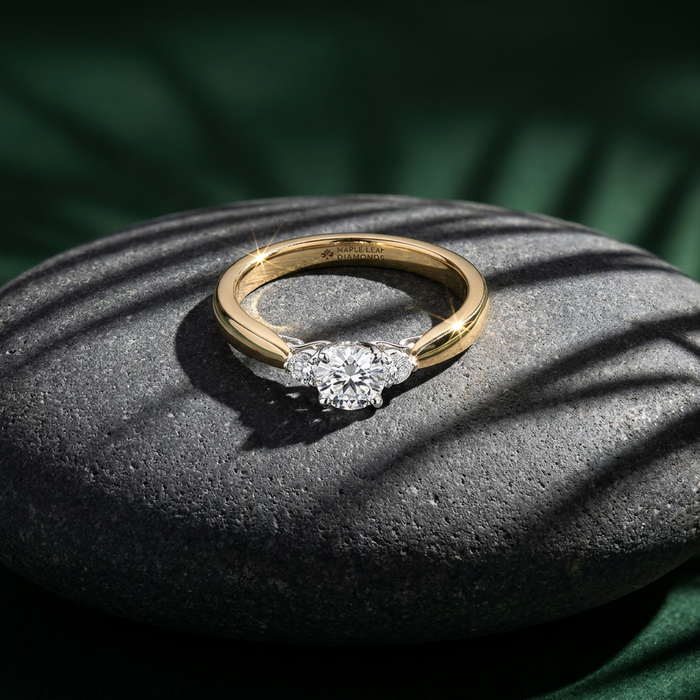 18k Canadian Diamond 3 Across Engagement Ring | Whistler Luxury Bridal