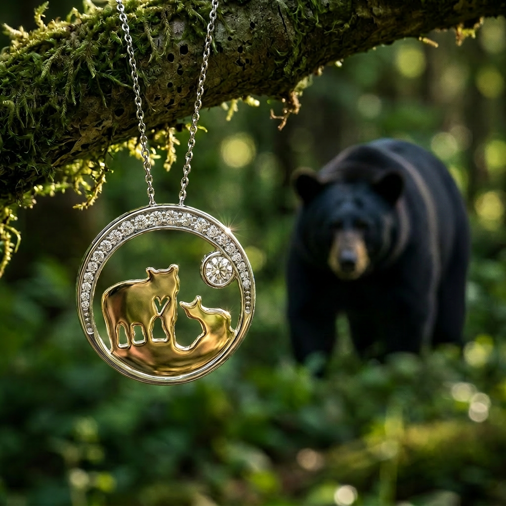 14k Canadian Gold Diamond Jeanie Bear Pendant — 25th Anniversary